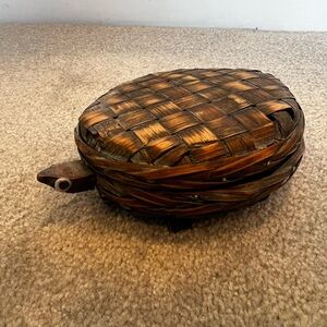 Vintage Woven Sea Turtle Basket Decor